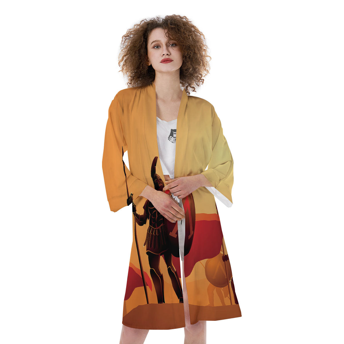 Spartan Ancient Print Kimono-grizzshop
