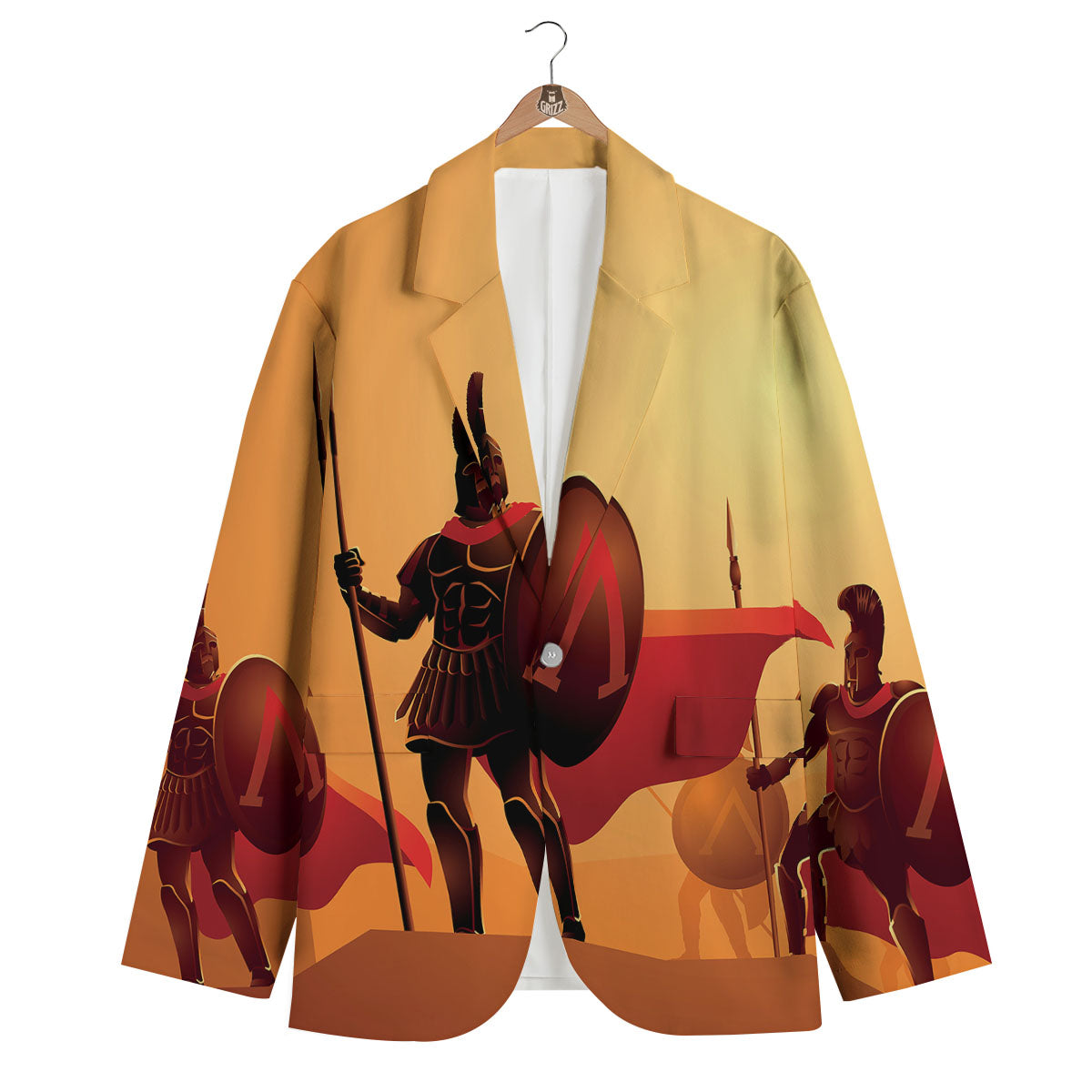 Spartan Ancient Print Men's Blazer-grizzshop