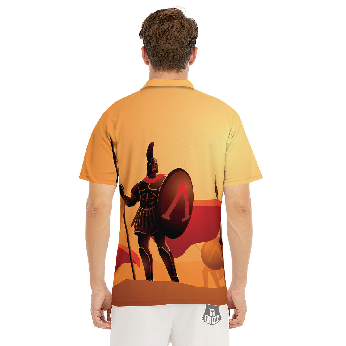 Spartan Ancient Print Men's Golf Shirts-grizzshop