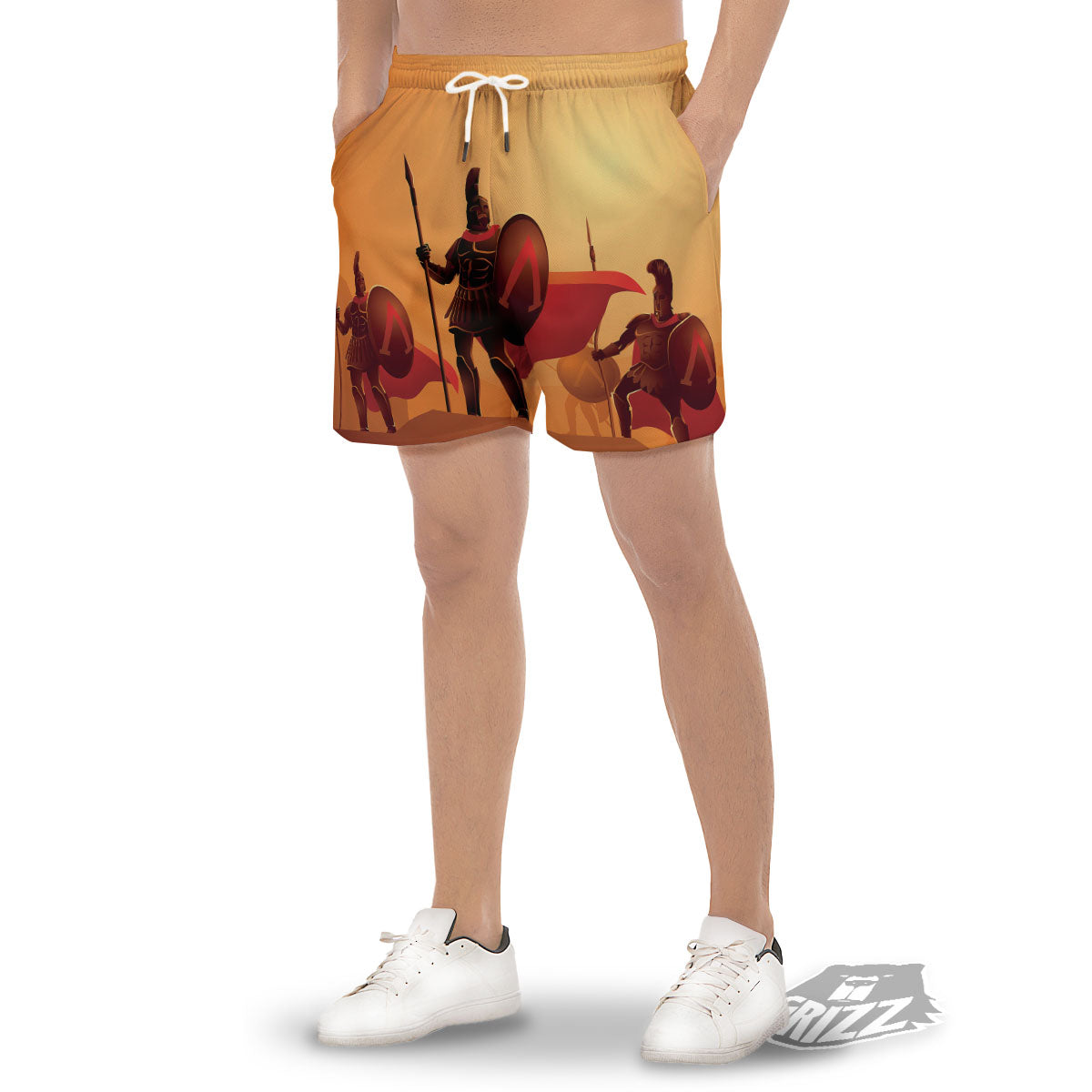 Spartan Ancient Print Men's Gym Shorts-grizzshop