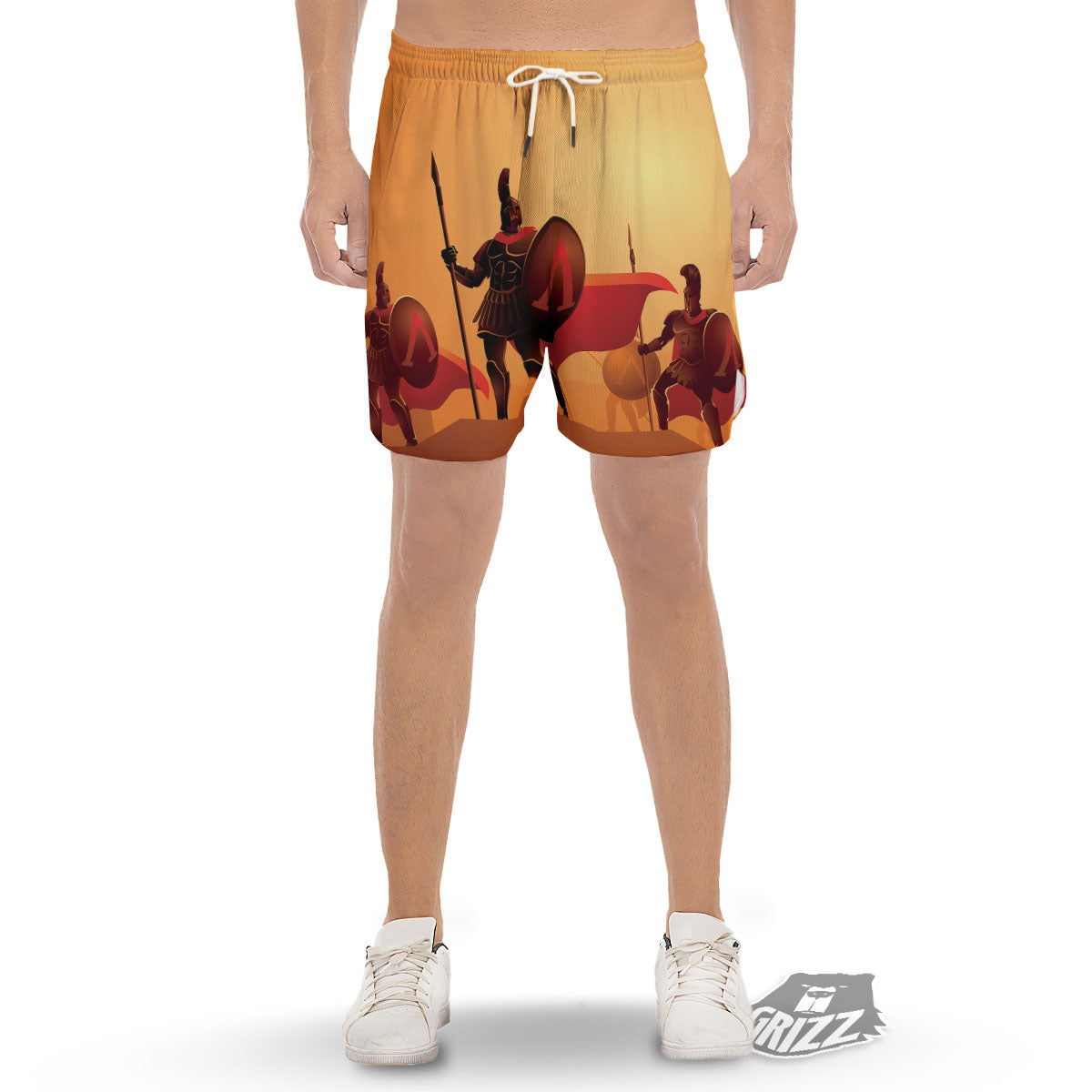 Spartan Ancient Print Men's Gym Shorts-grizzshop