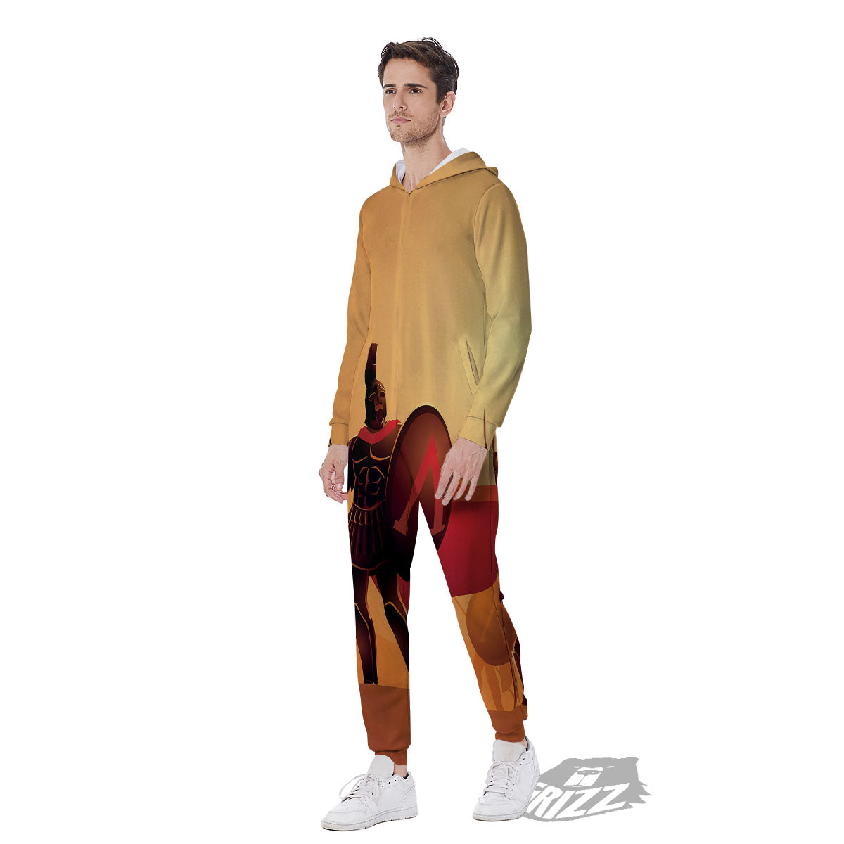 Spartan Ancient Print Men's Jumpsuit-grizzshop