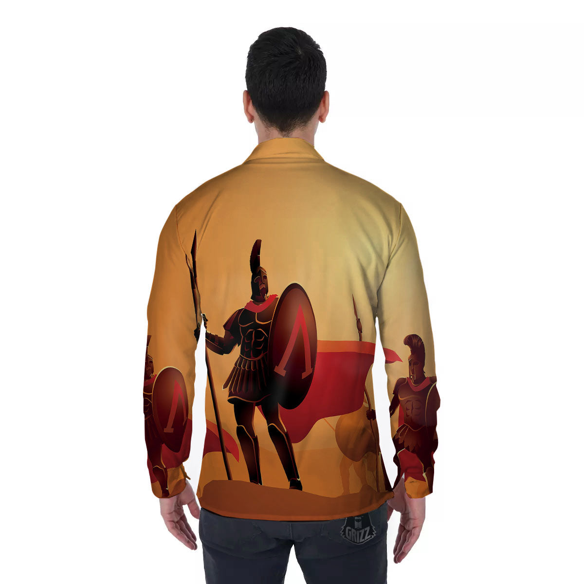Spartan Ancient Print Men's Long Sleeve Shirts-grizzshop
