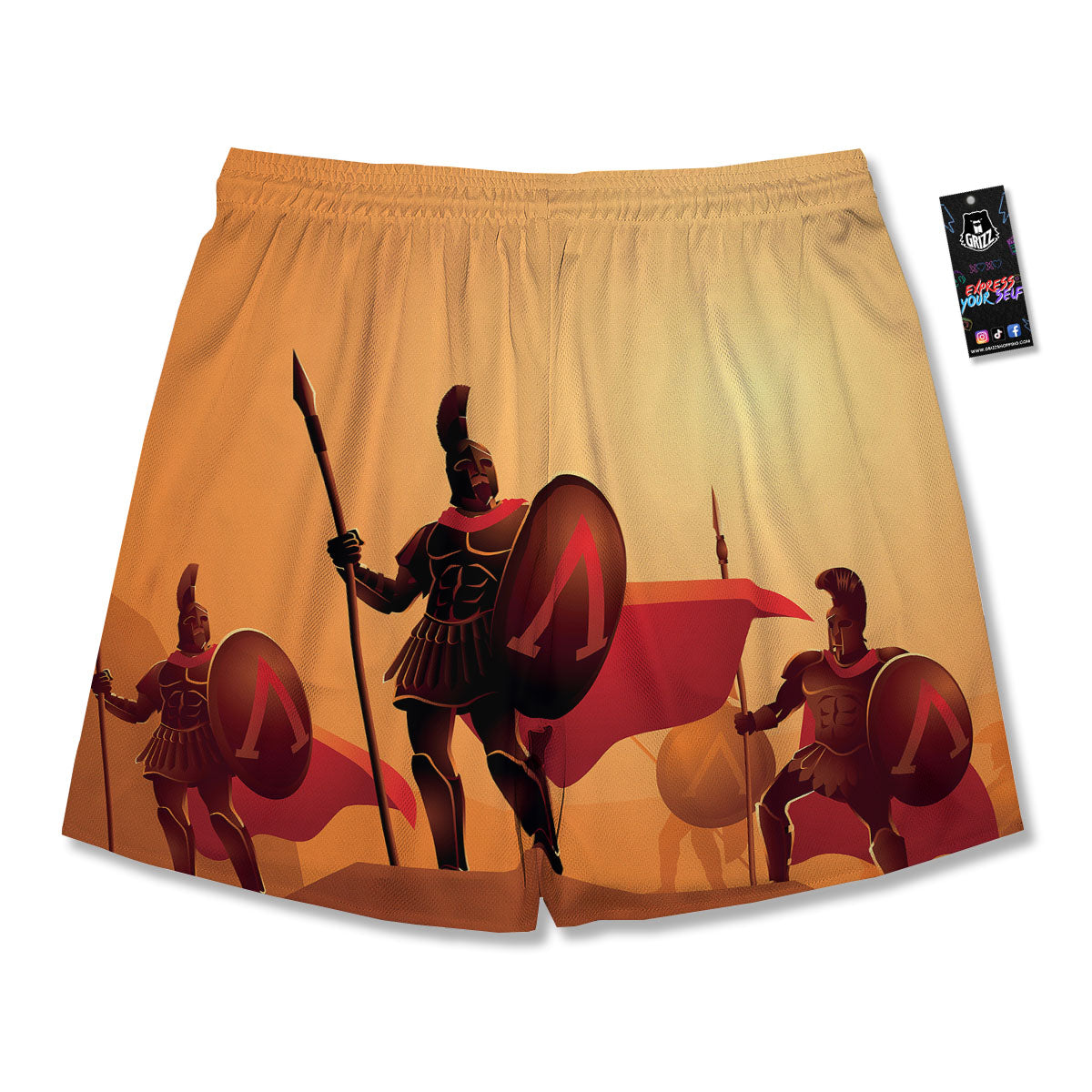 Spartan Ancient Print Men's Running Shorts-grizzshop
