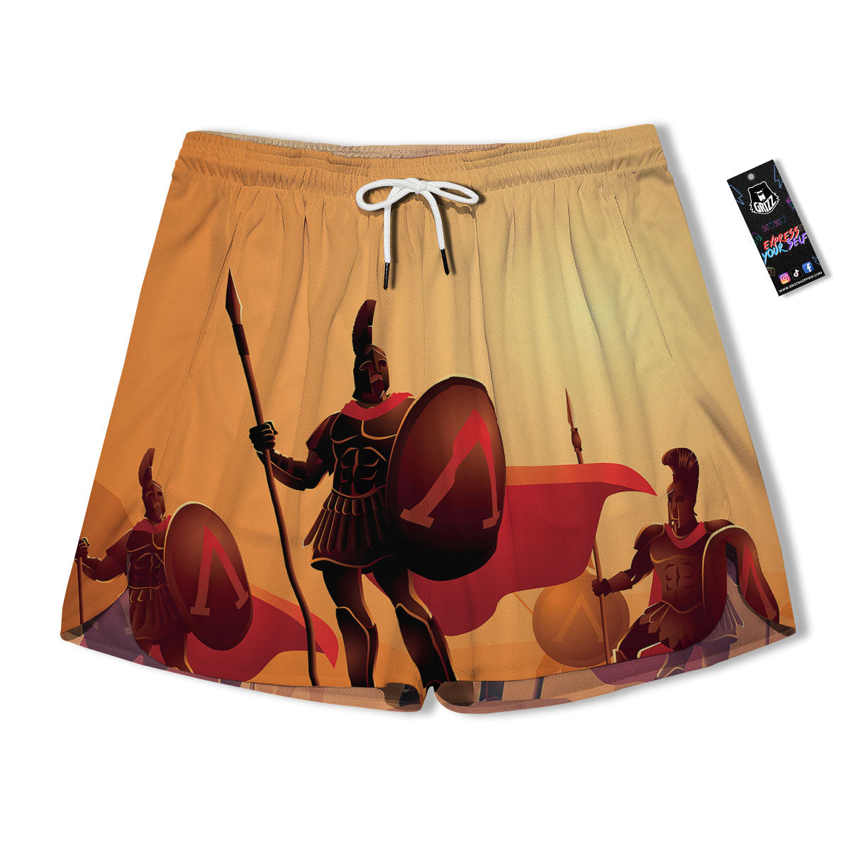 Spartan Ancient Print Men's Running Shorts-grizzshop