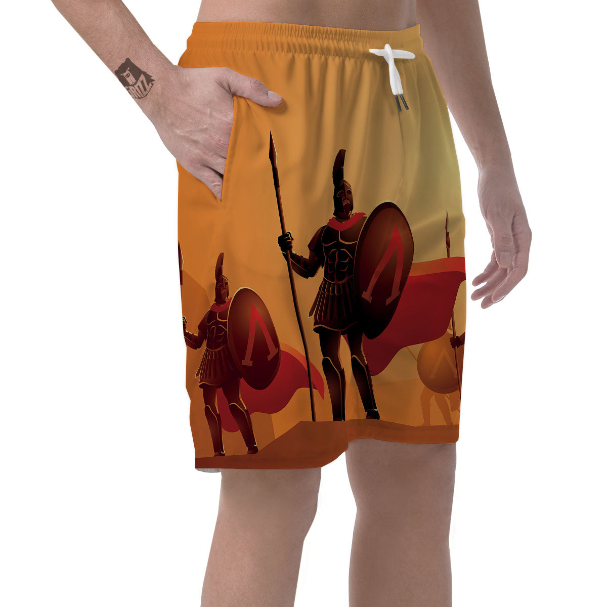 Spartan Ancient Print Men's Shorts-grizzshop