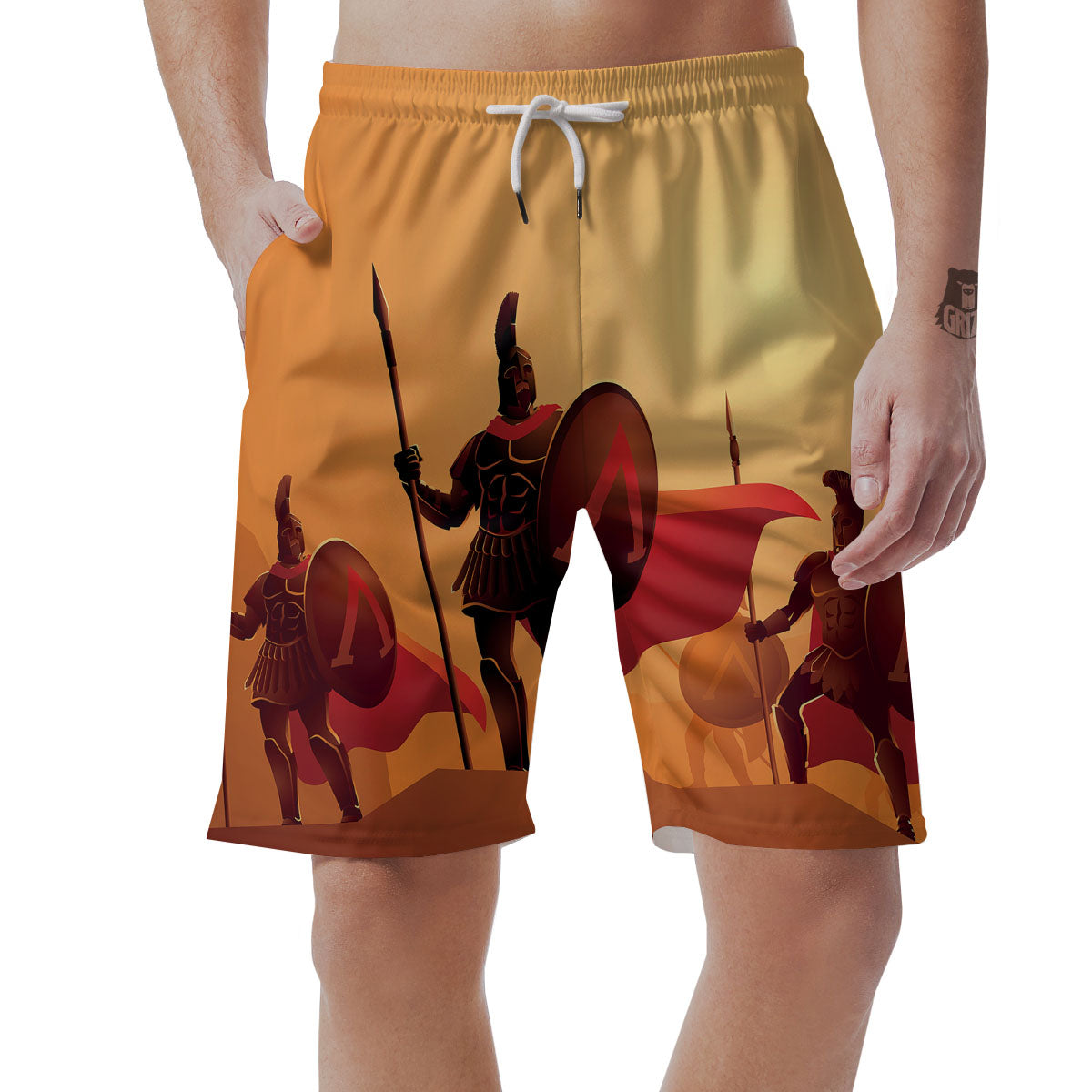 Spartan Ancient Print Men's Shorts-grizzshop
