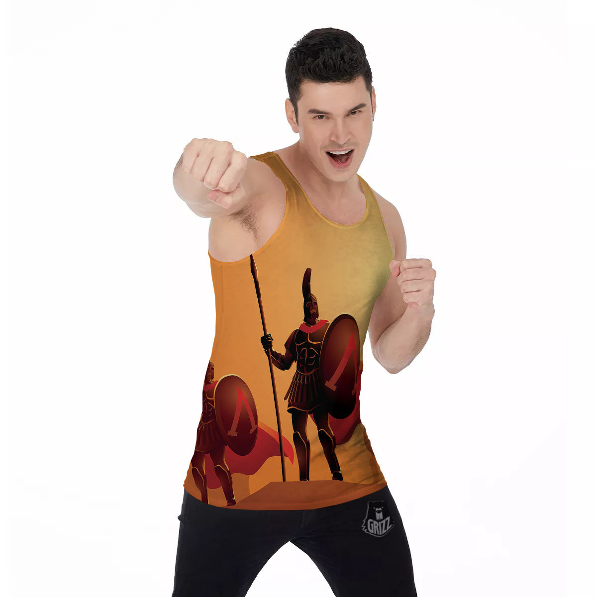 Spartan Ancient Print Men's Tank Top-grizzshop