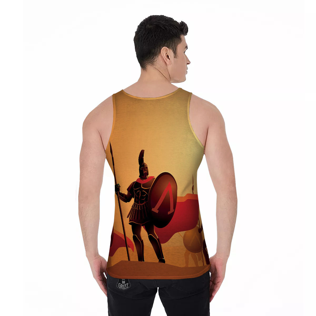 Spartan Ancient Print Men's Tank Top-grizzshop