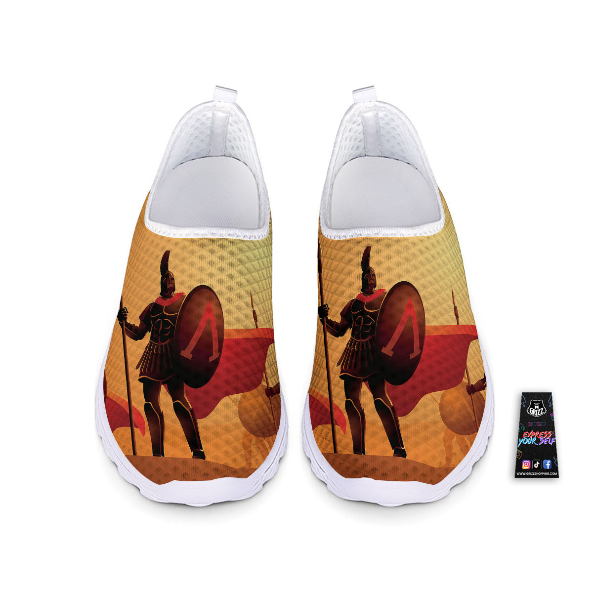 Spartan Ancient Print Nurse Shoes-grizzshop
