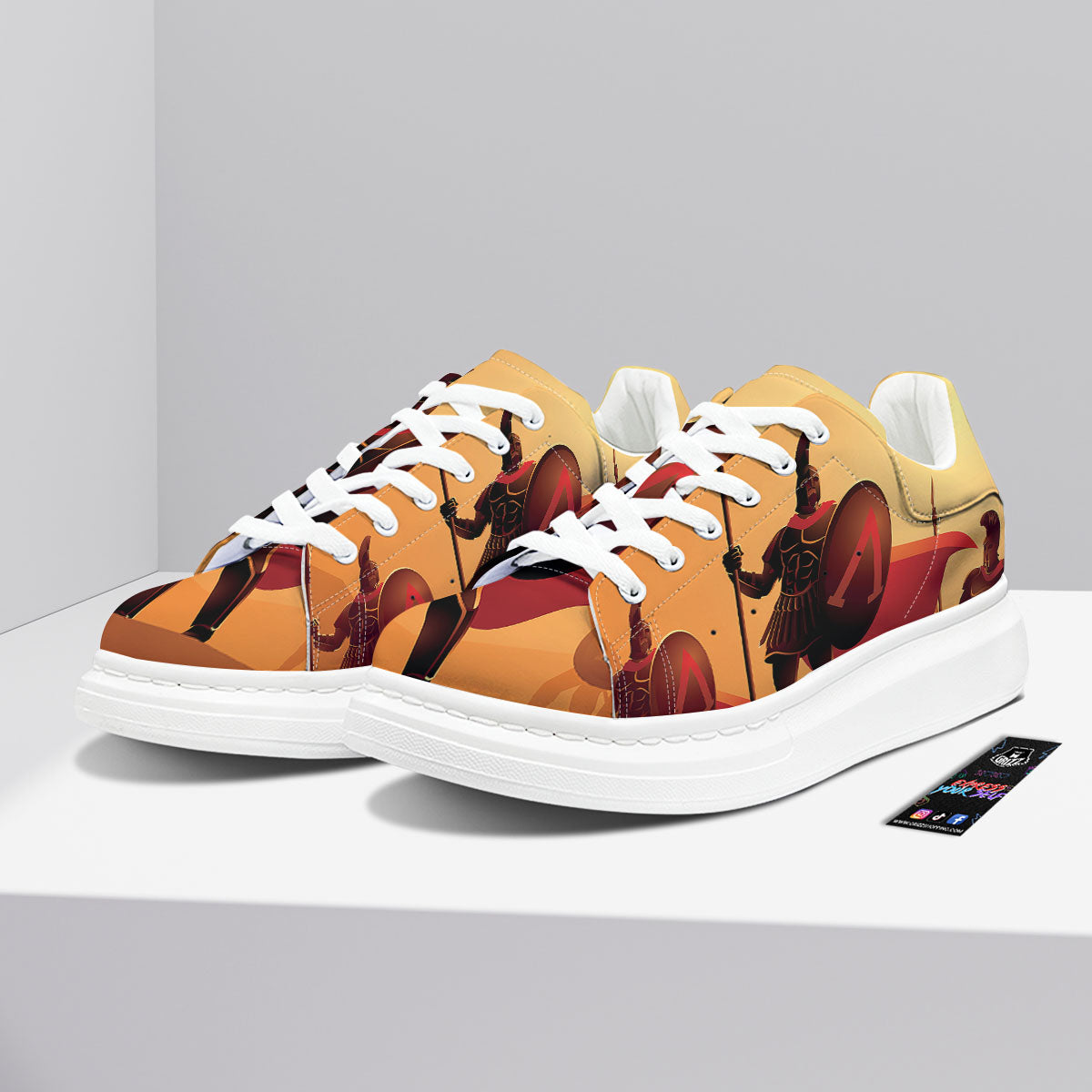 Spartan Ancient Print Platform Shoes-grizzshop
