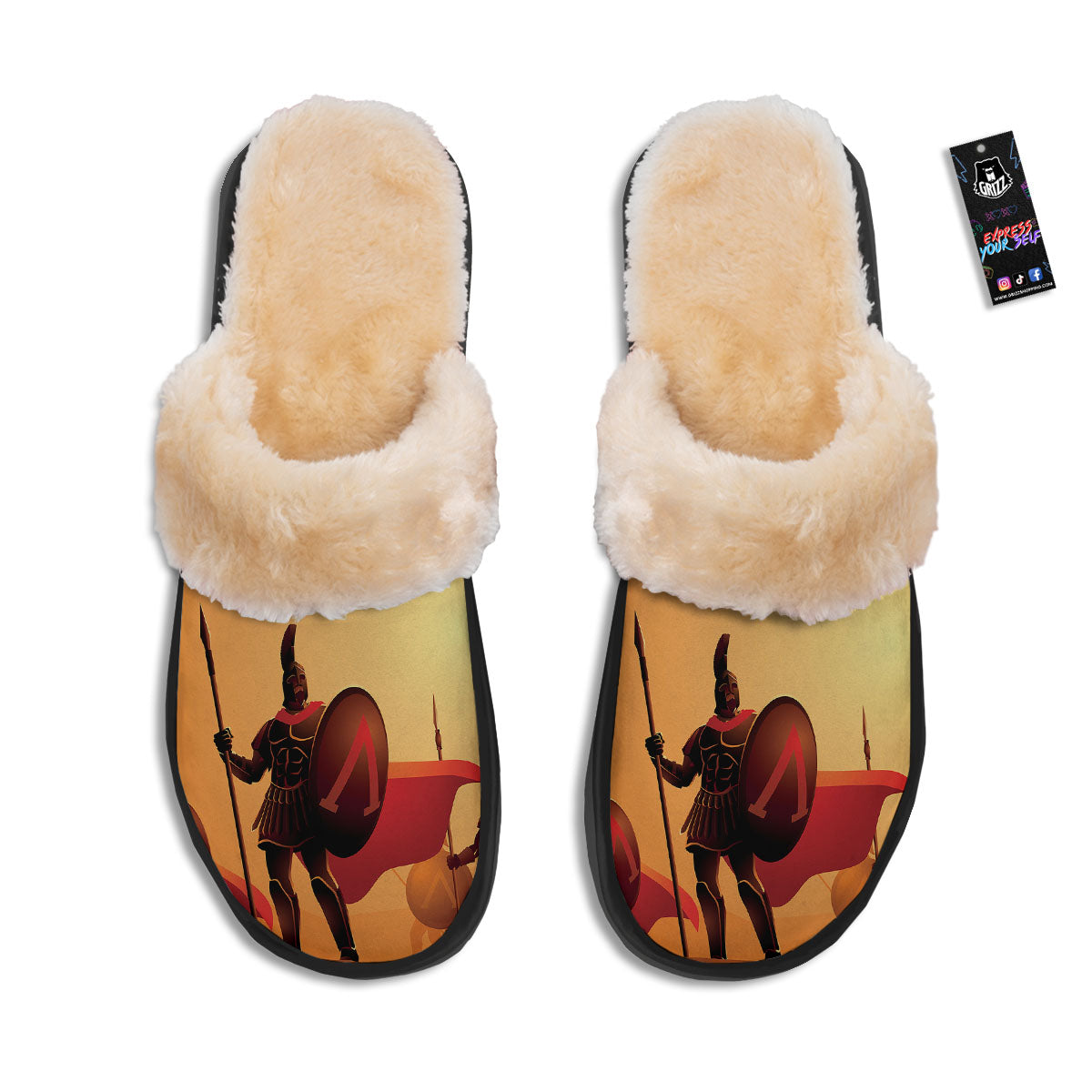 Spartan Ancient Print Slippers-grizzshop
