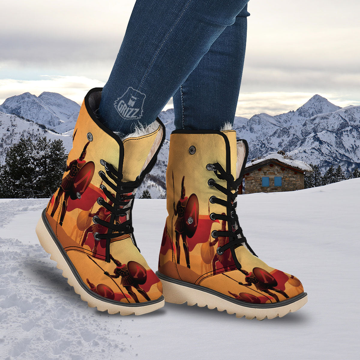 Spartan Ancient Print Snow Boots-grizzshop