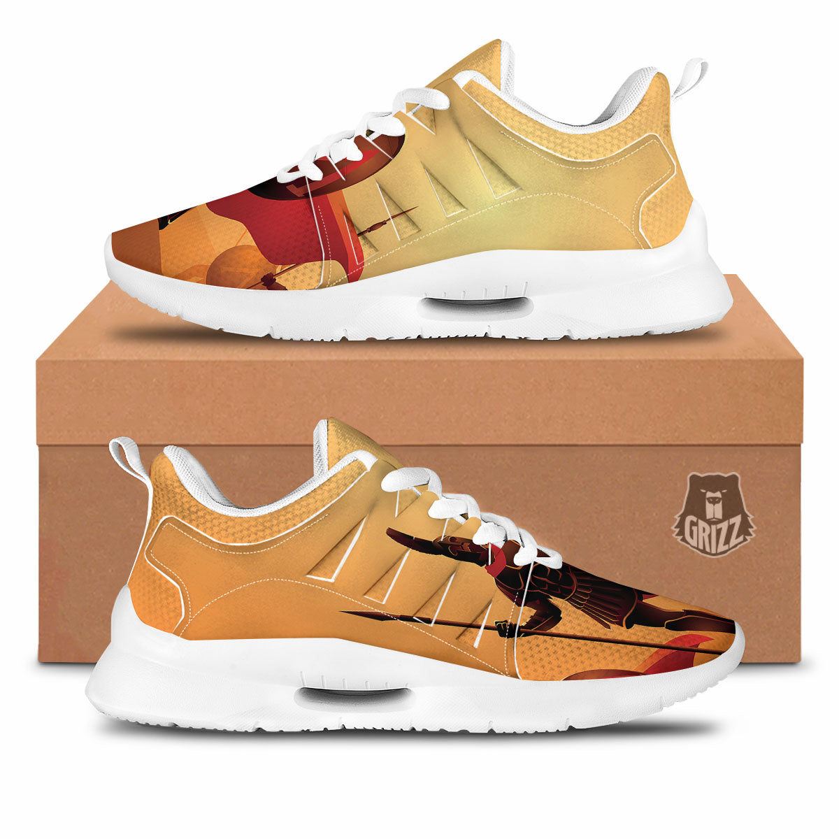 Spartan Ancient Print Tennis Shoes-grizzshop