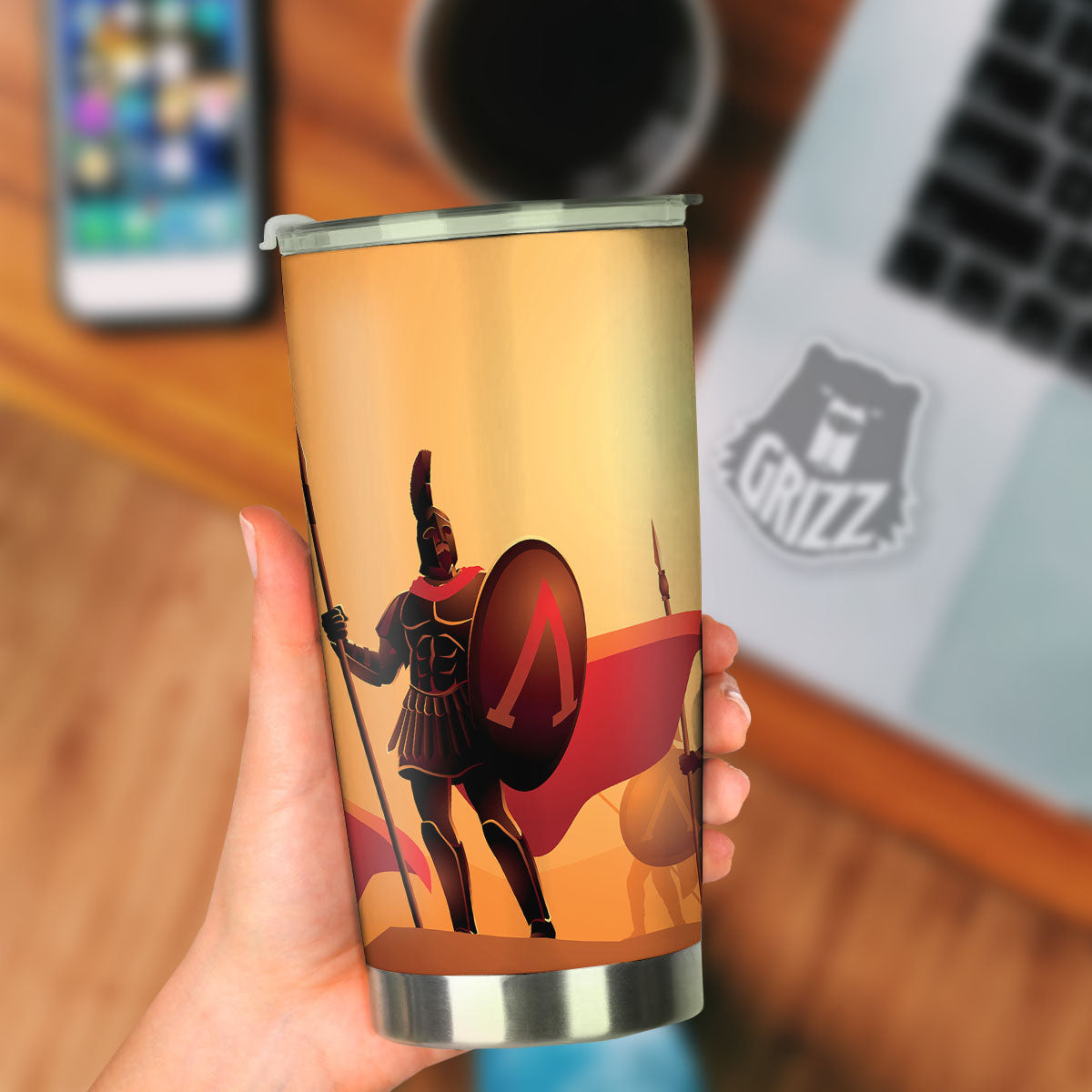 Spartan Ancient Print Tumbler-grizzshop