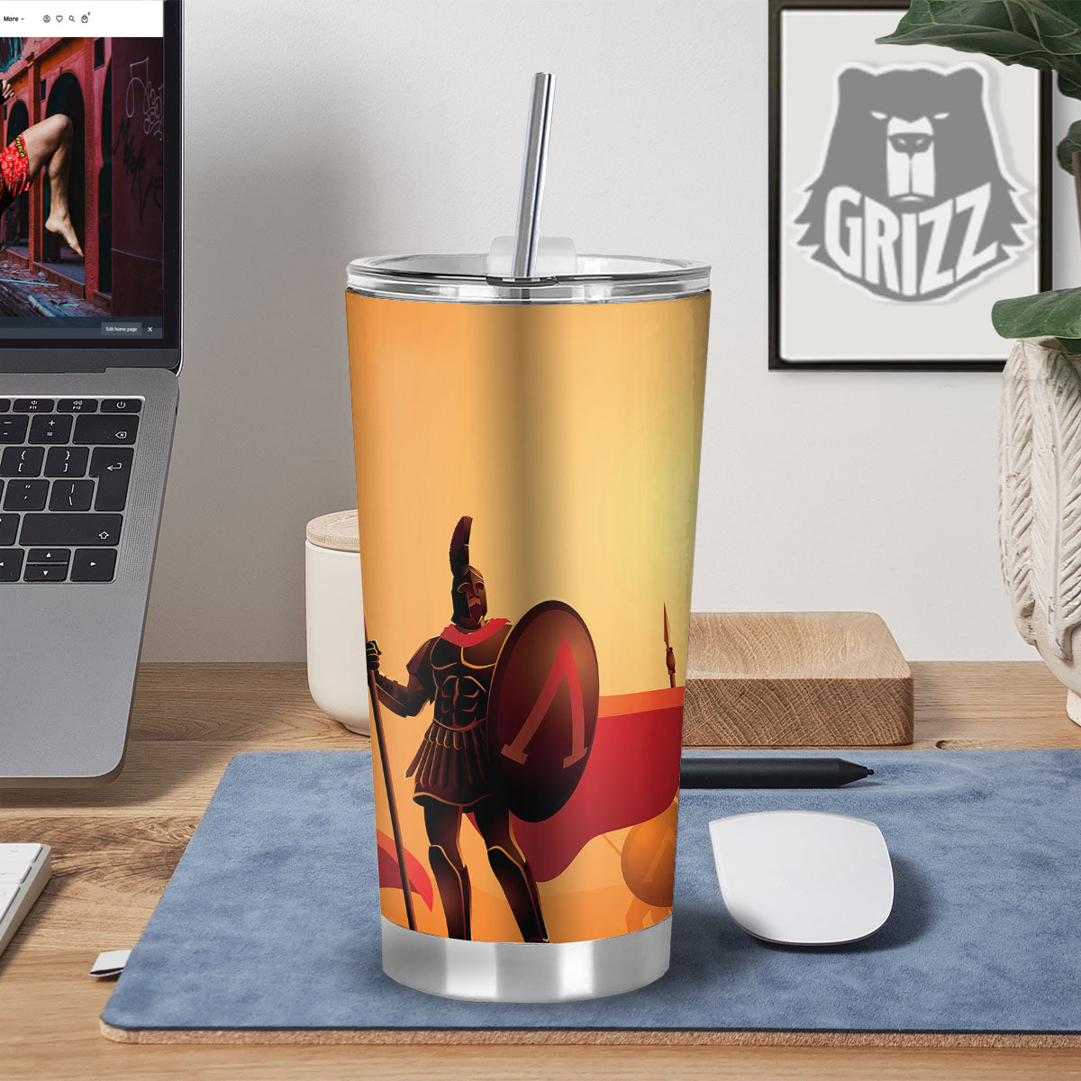 Spartan Ancient Print Tumbler-grizzshop