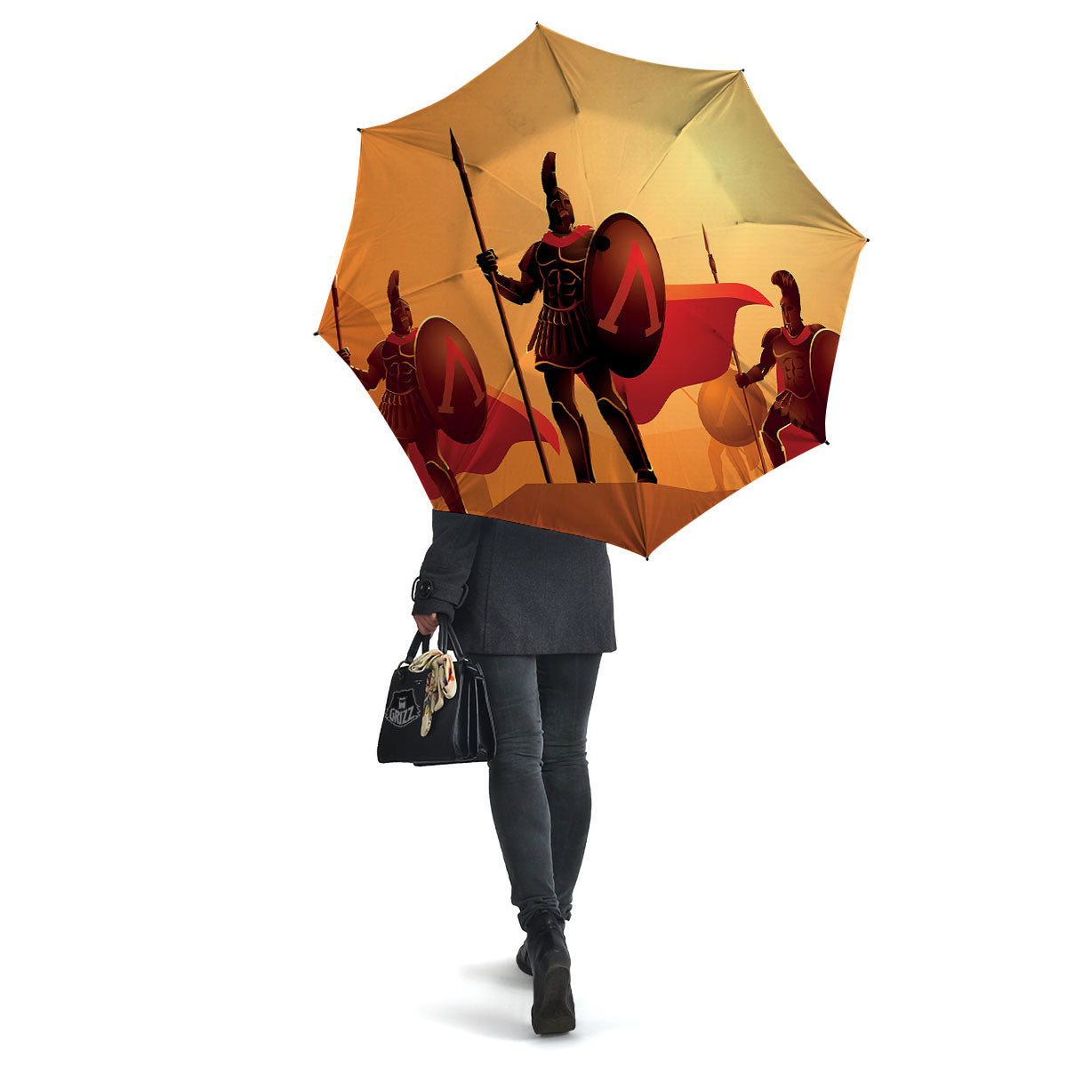 Spartan Ancient Print Umbrella-grizzshop