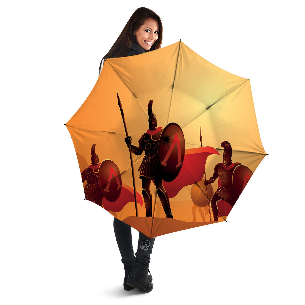 Spartan Ancient Print Umbrella-grizzshop