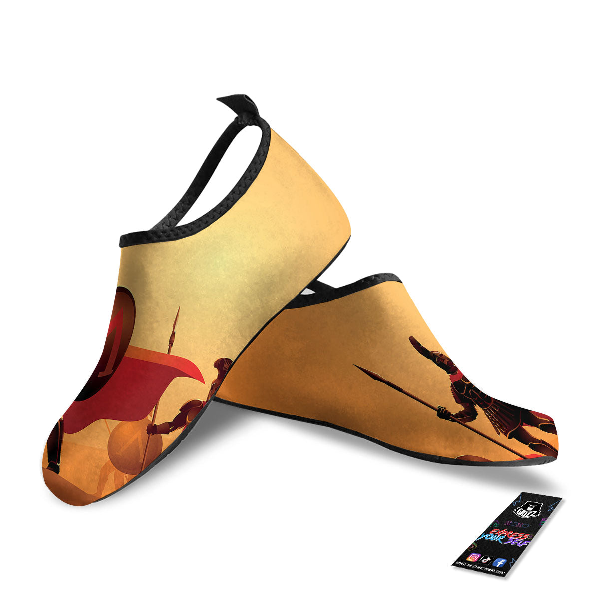 Spartan Ancient Print Water Shoes-grizzshop
