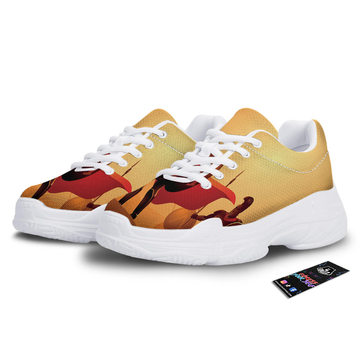 Spartan Ancient Print White Chunky Shoes-grizzshop