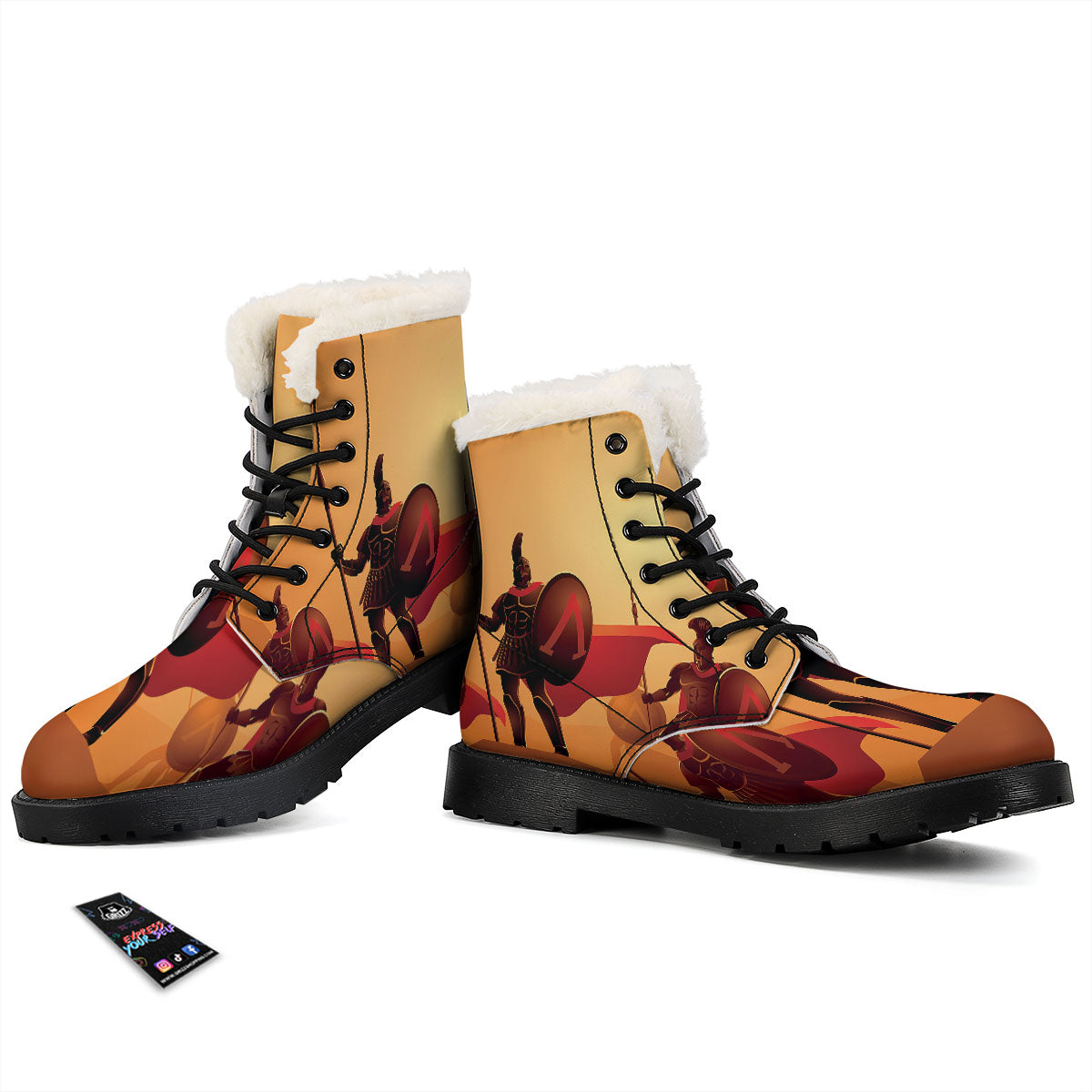Spartan Ancient Print Winter Boots-grizzshop