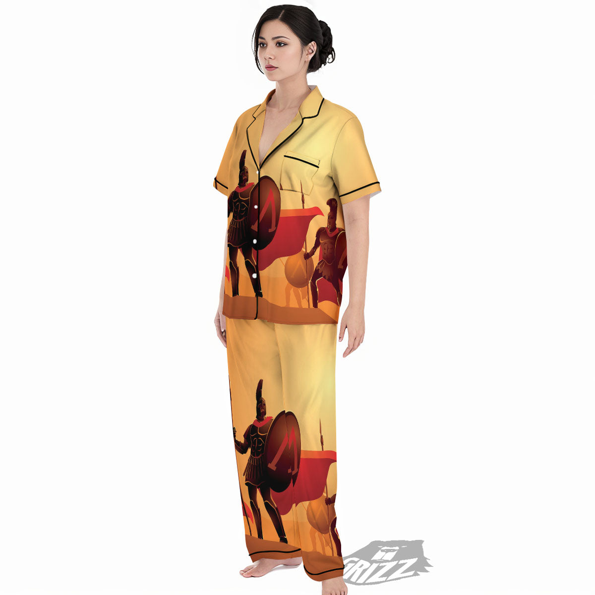 Spartan Ancient Print Women's Pajamas Set-grizzshop