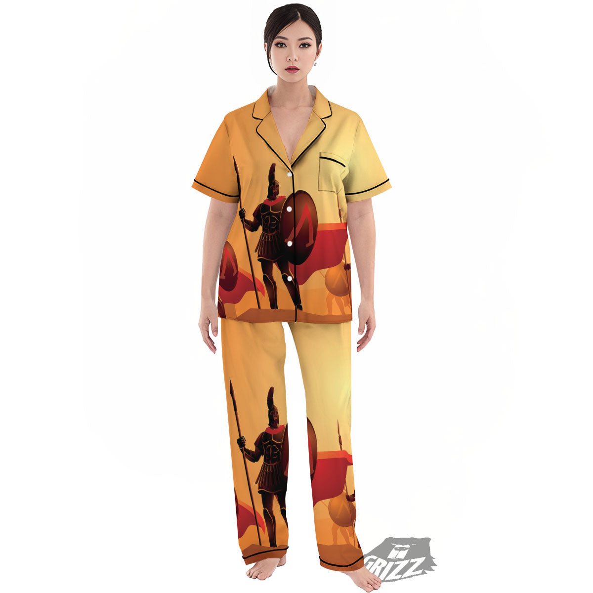 Spartan Ancient Print Women's Pajamas Set-grizzshop