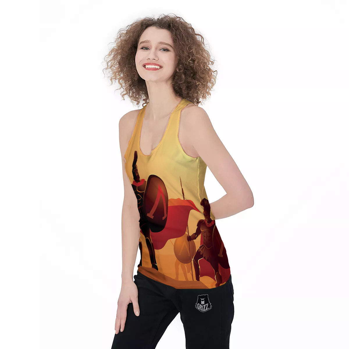 Spartan Ancient Print Women's Racerback Tank Top-grizzshop