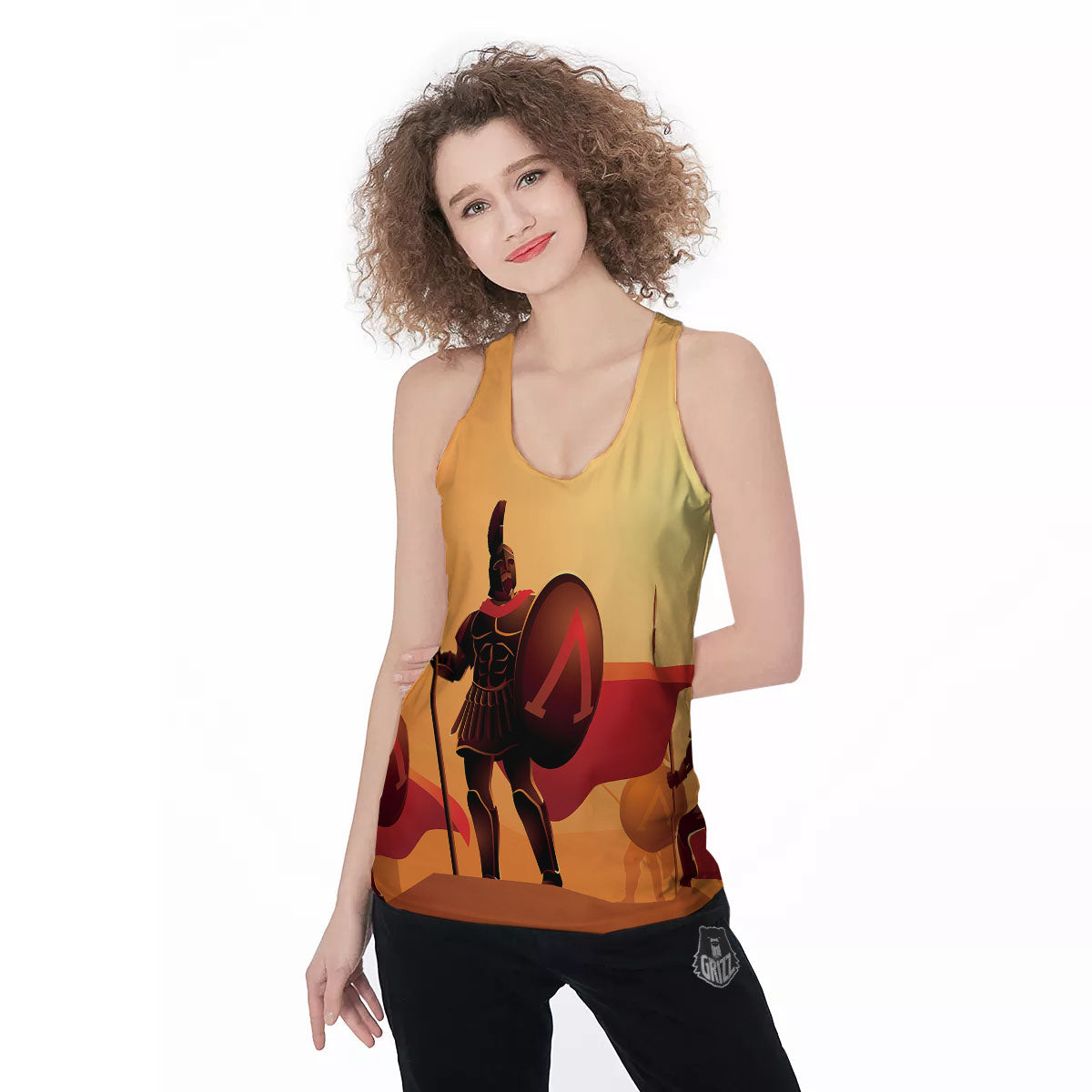 Spartan Ancient Print Women's Racerback Tank Top-grizzshop