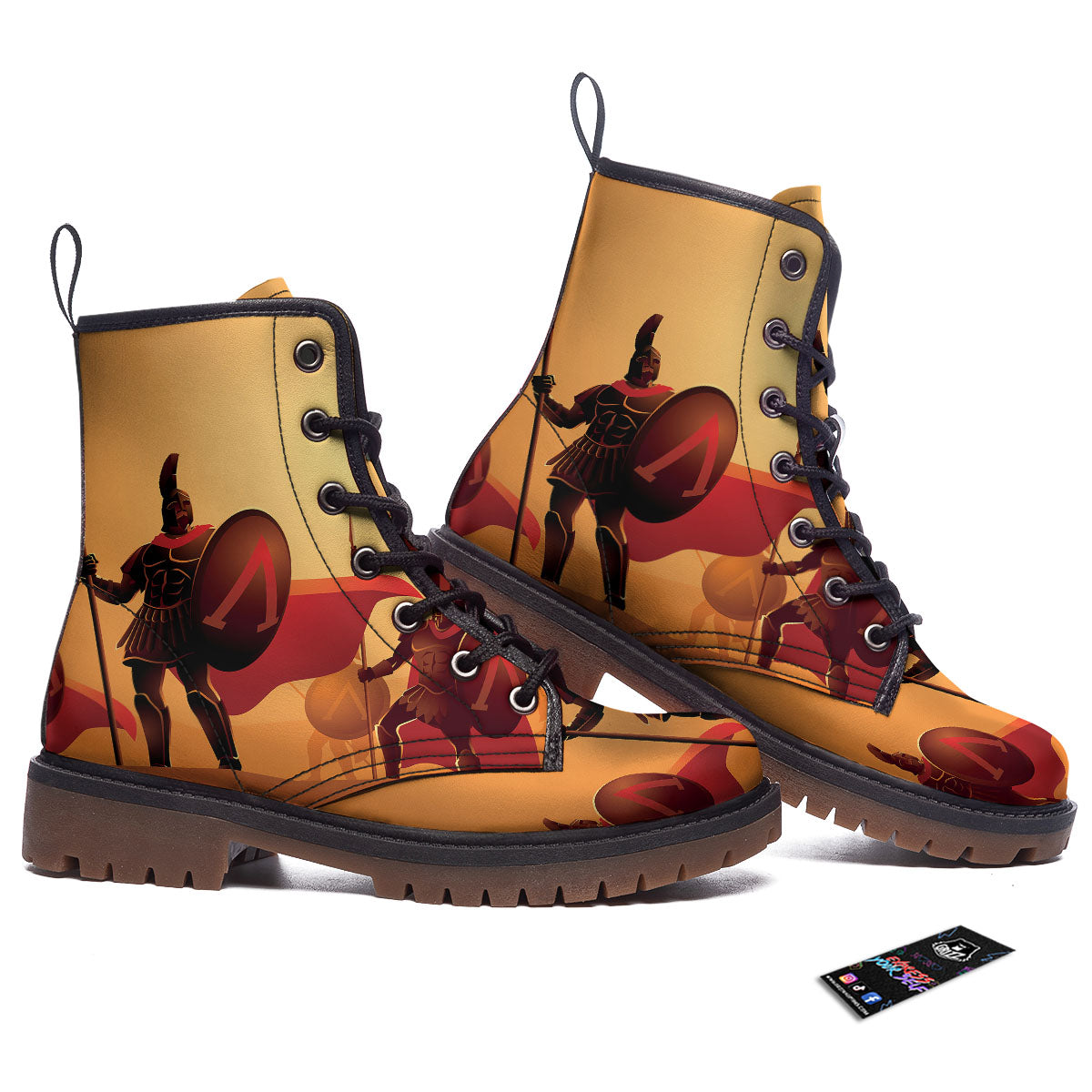 Spartan Ancient Print Work Boots-grizzshop