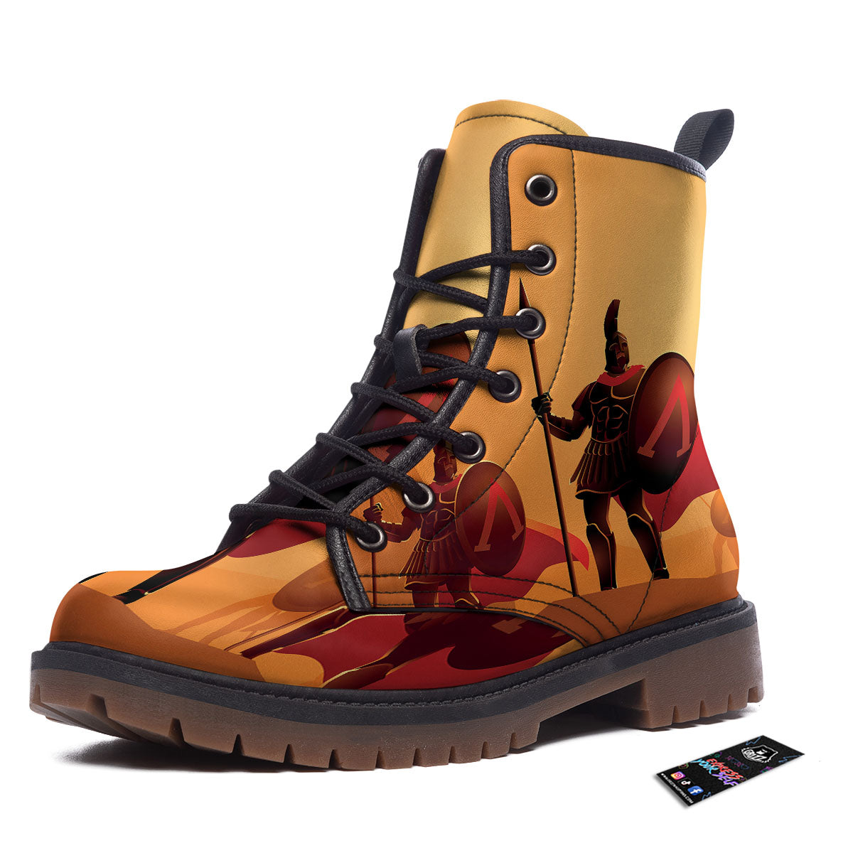 Spartan Ancient Print Work Boots-grizzshop