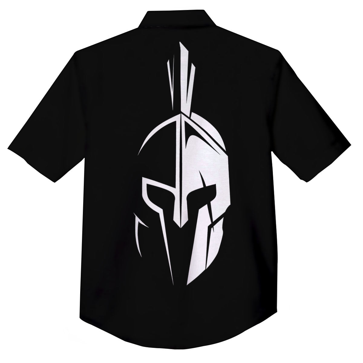 Spartan Helmet White And Black Print Button Up Shirt-grizzshop
