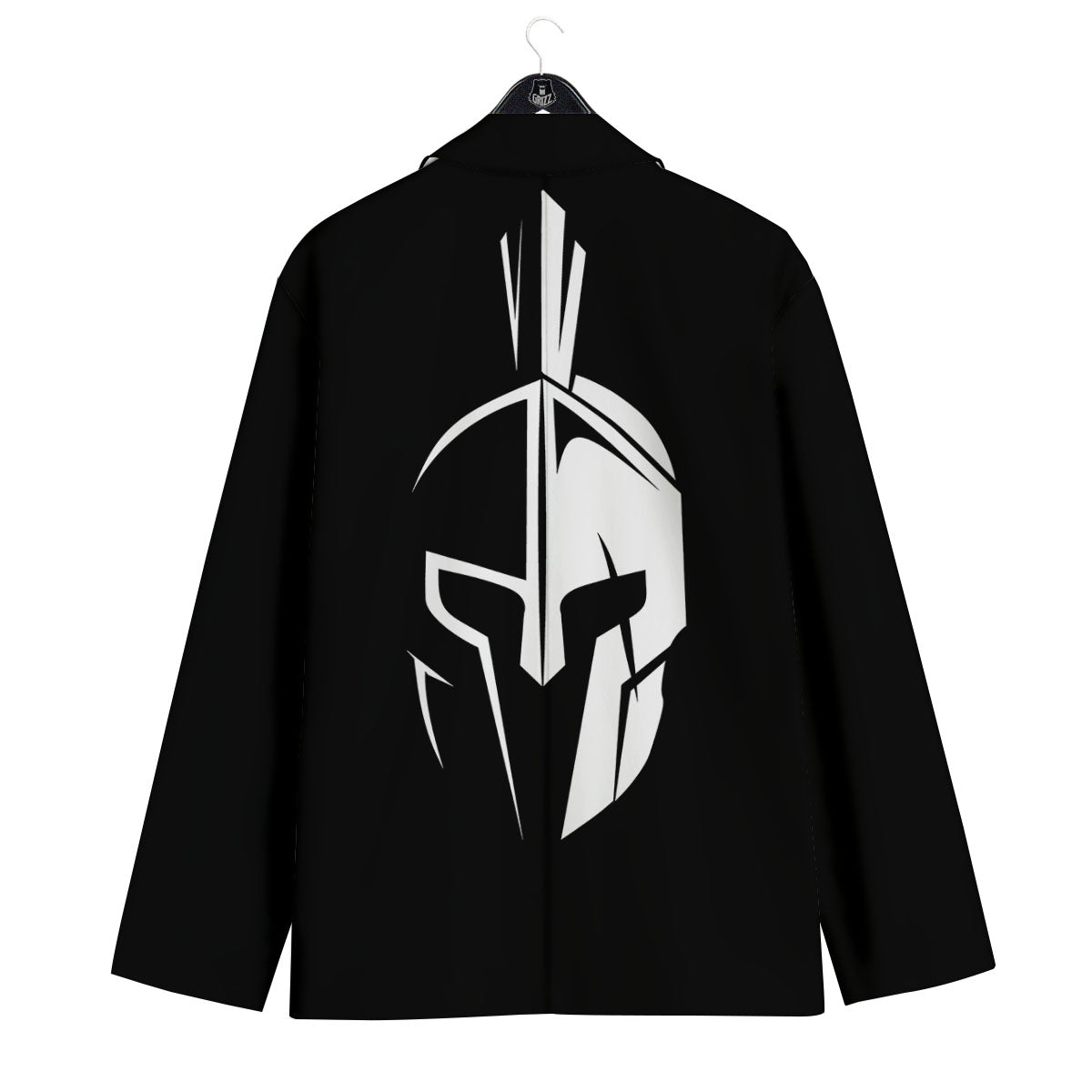 Spartan Helmet White And Black Print Men's Sport Coat-grizzshop