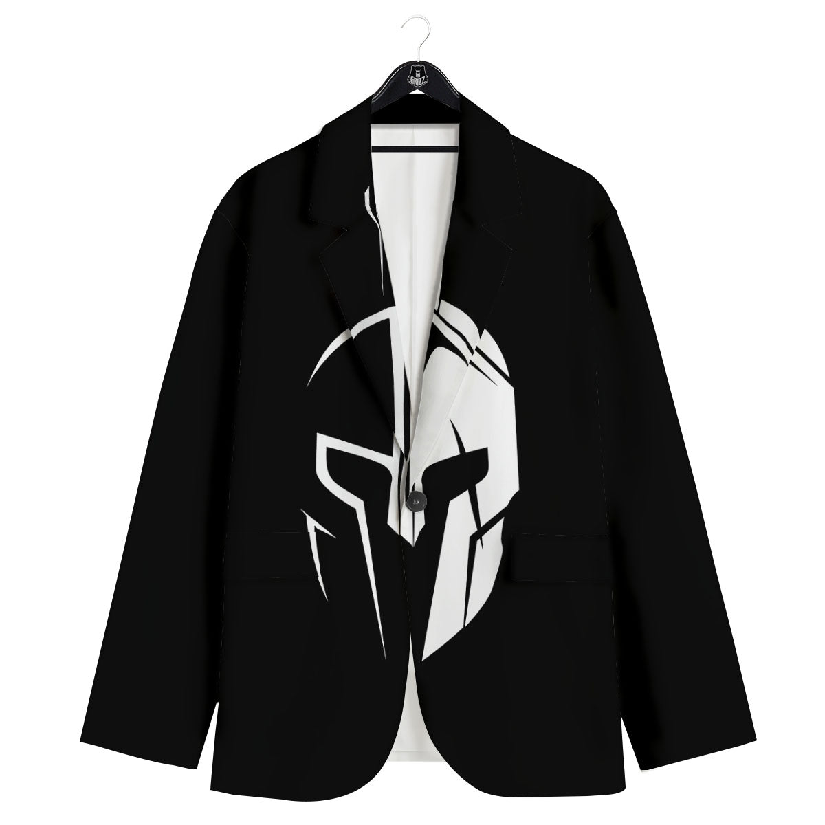 Spartan Helmet White And Black Print Men's Sport Coat-grizzshop
