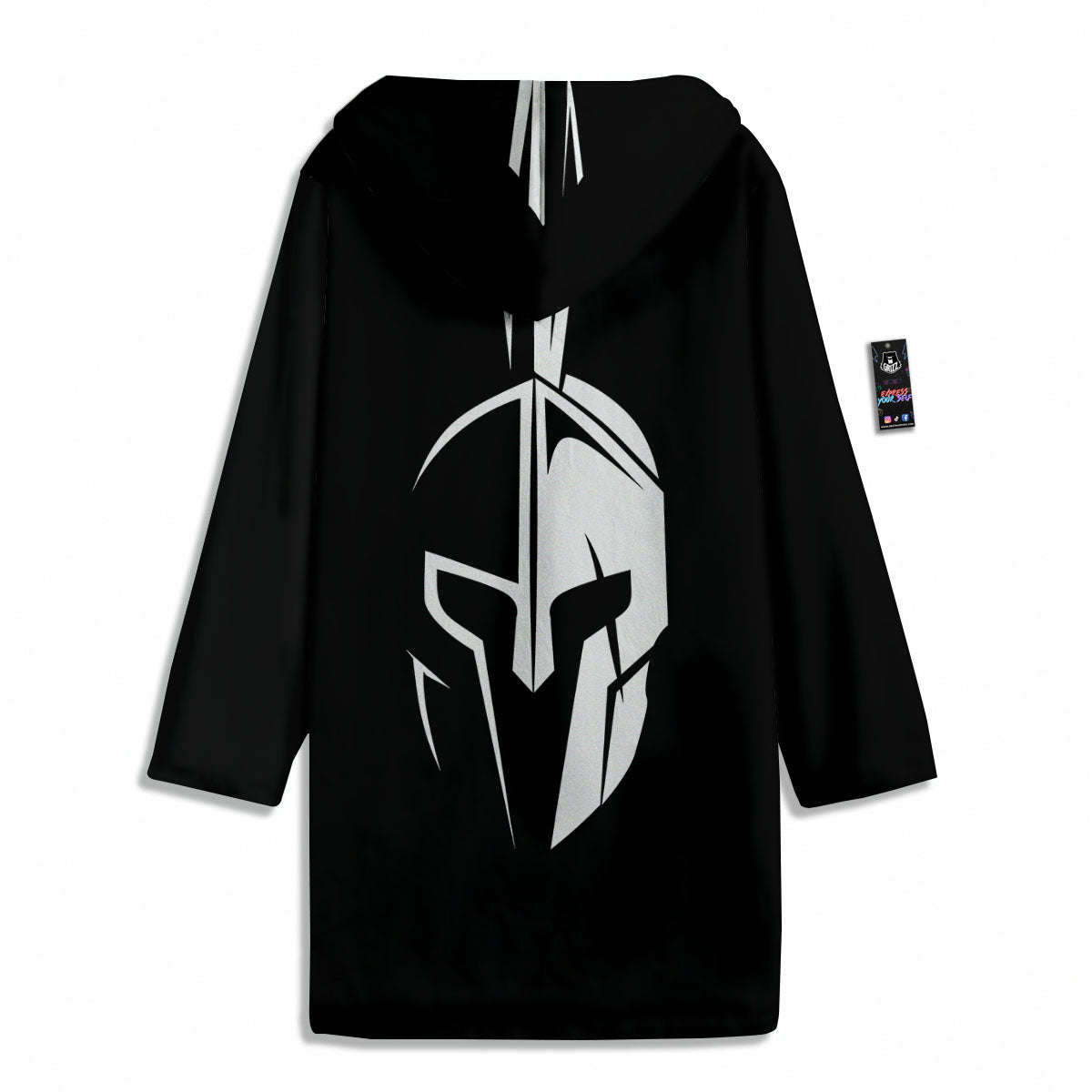 Spartan Helmet White And Black Print Men's Windbreaker Jacket-grizzshop