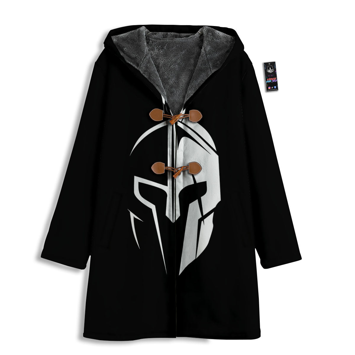 Spartan Helmet White And Black Print Men's Windbreaker Jacket-grizzshop