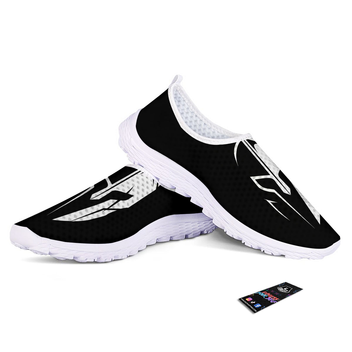 Spartan Helmet White And Black Print Nurse Shoes-grizzshop