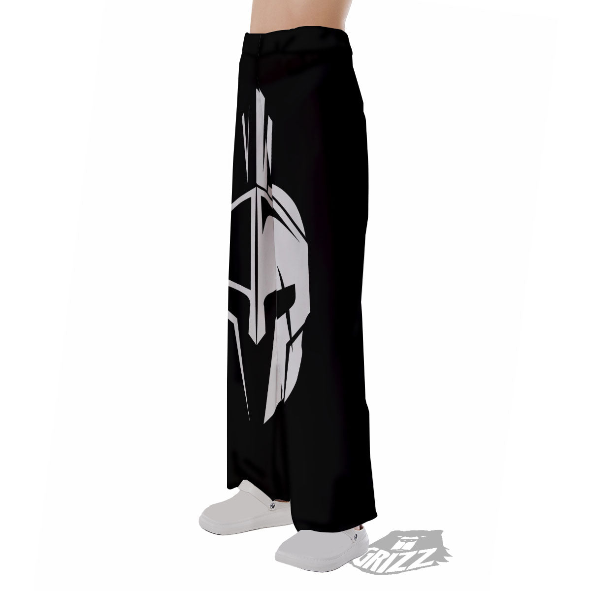 Spartan Helmet White And Black Print Pajama Pants-grizzshop