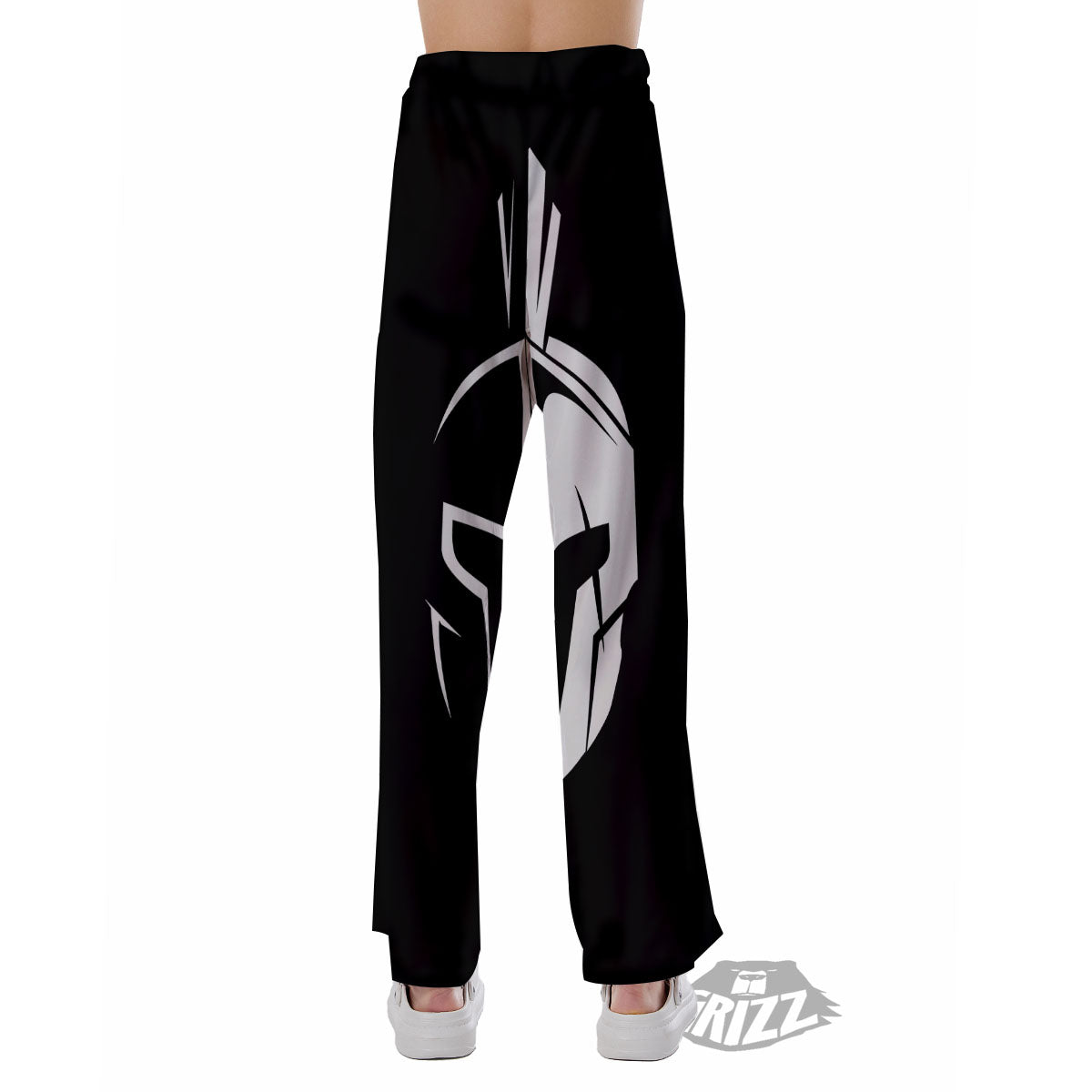 Spartan Helmet White And Black Print Pajama Pants-grizzshop