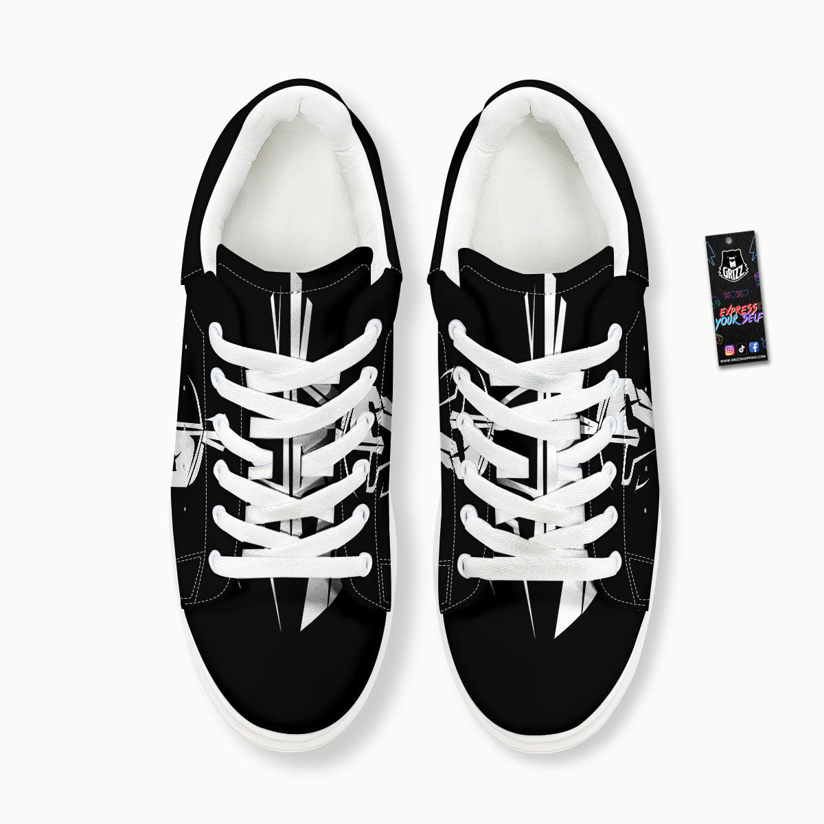 Spartan Helmet White And Black Print Platform Shoes-grizzshop