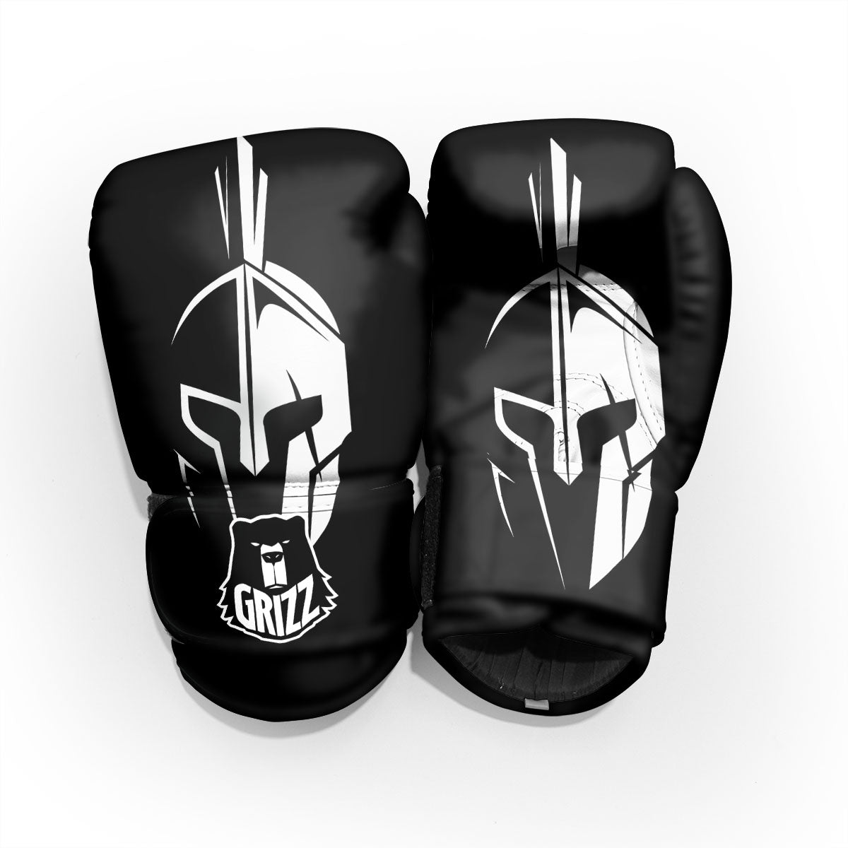 Spartan Helmet White And Black Print Pro Boxing Glove