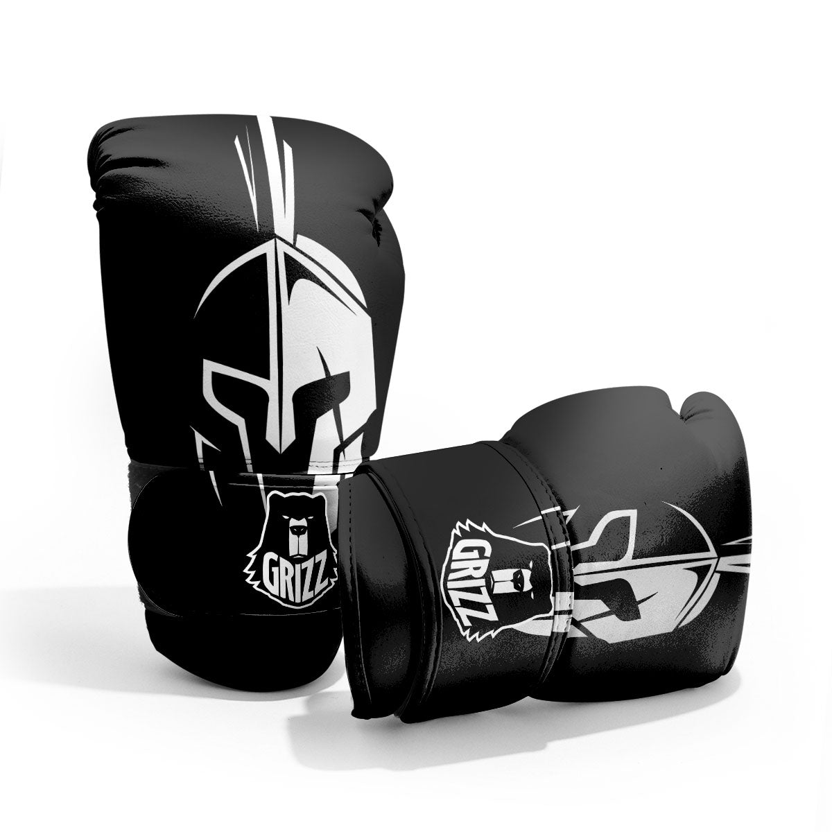 Spartan Helmet White And Black Print Pro Boxing Glove