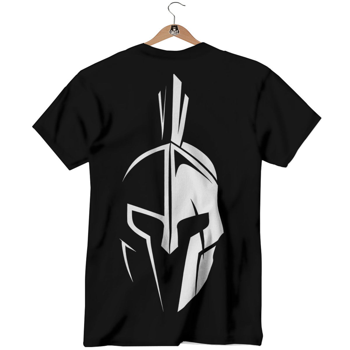 Spartan Helmet White And Black Print T-Shirt-grizzshop