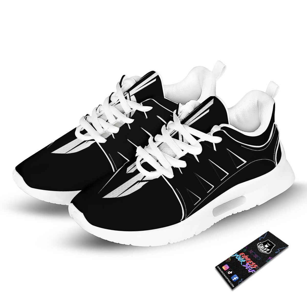 Spartan Helmet White And Black Print Tennis Shoes-grizzshop