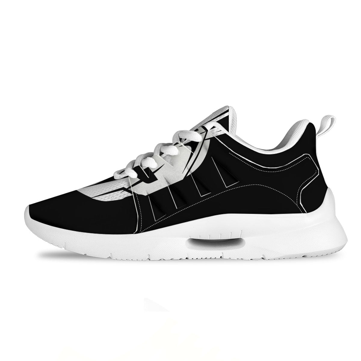 Spartan Helmet White And Black Print Tennis Shoes-grizzshop