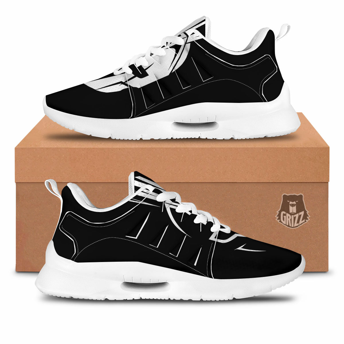 Spartan Helmet White And Black Print Tennis Shoes-grizzshop