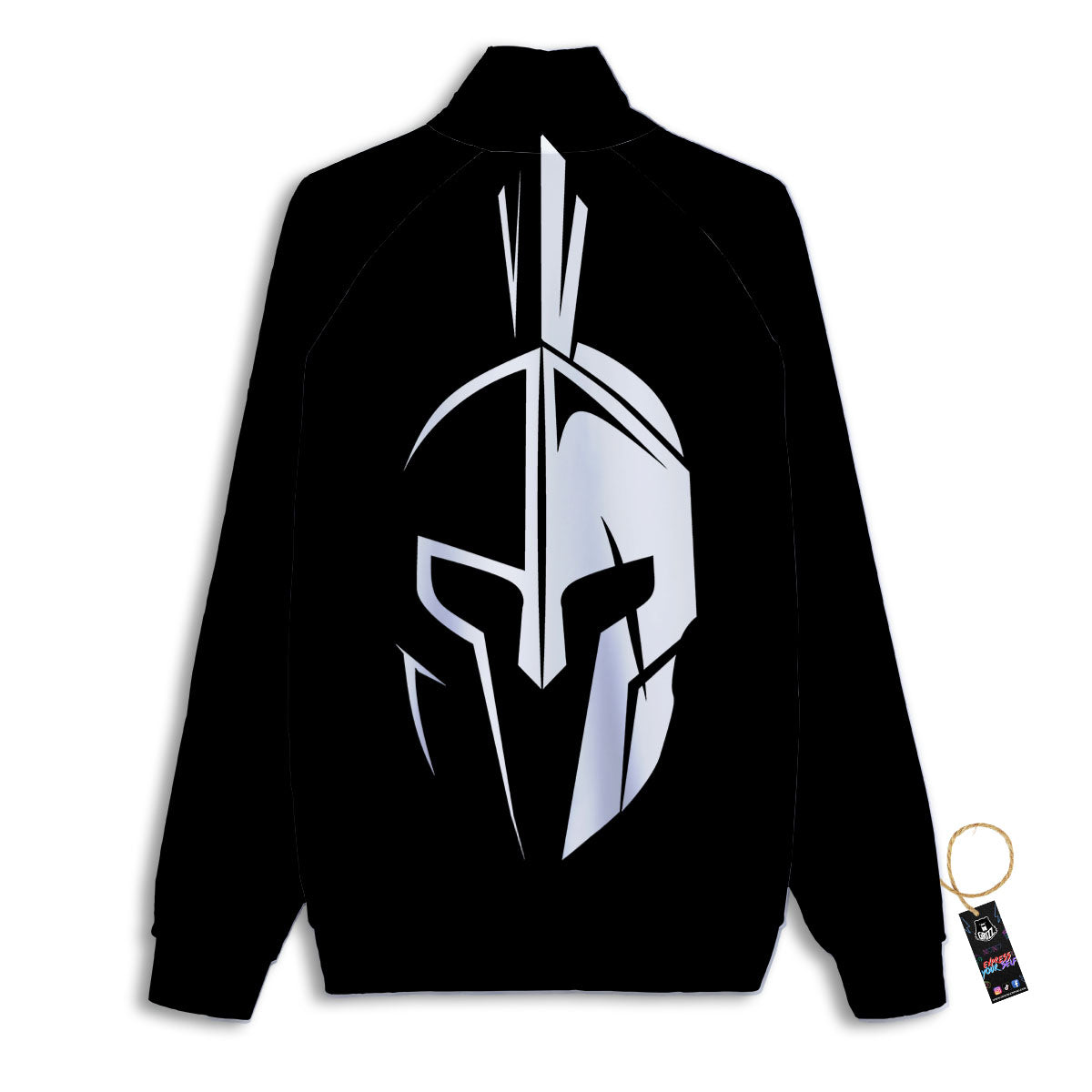 Spartan Helmet White And Black Print Track Jacket-grizzshop