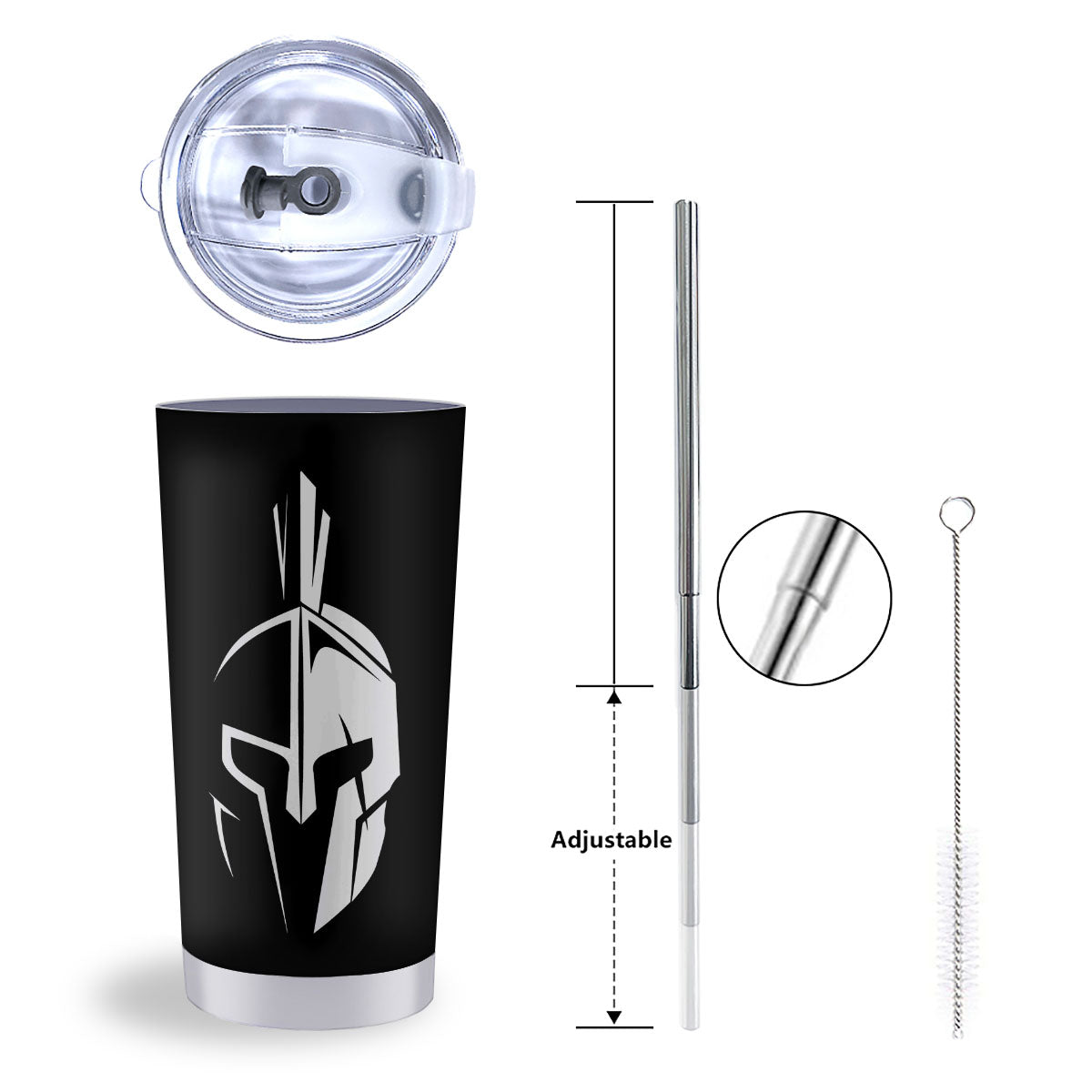 Spartan Helmet White And Black Print Tumbler-grizzshop