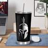 Spartan Helmet White And Black Print Tumbler-grizzshop