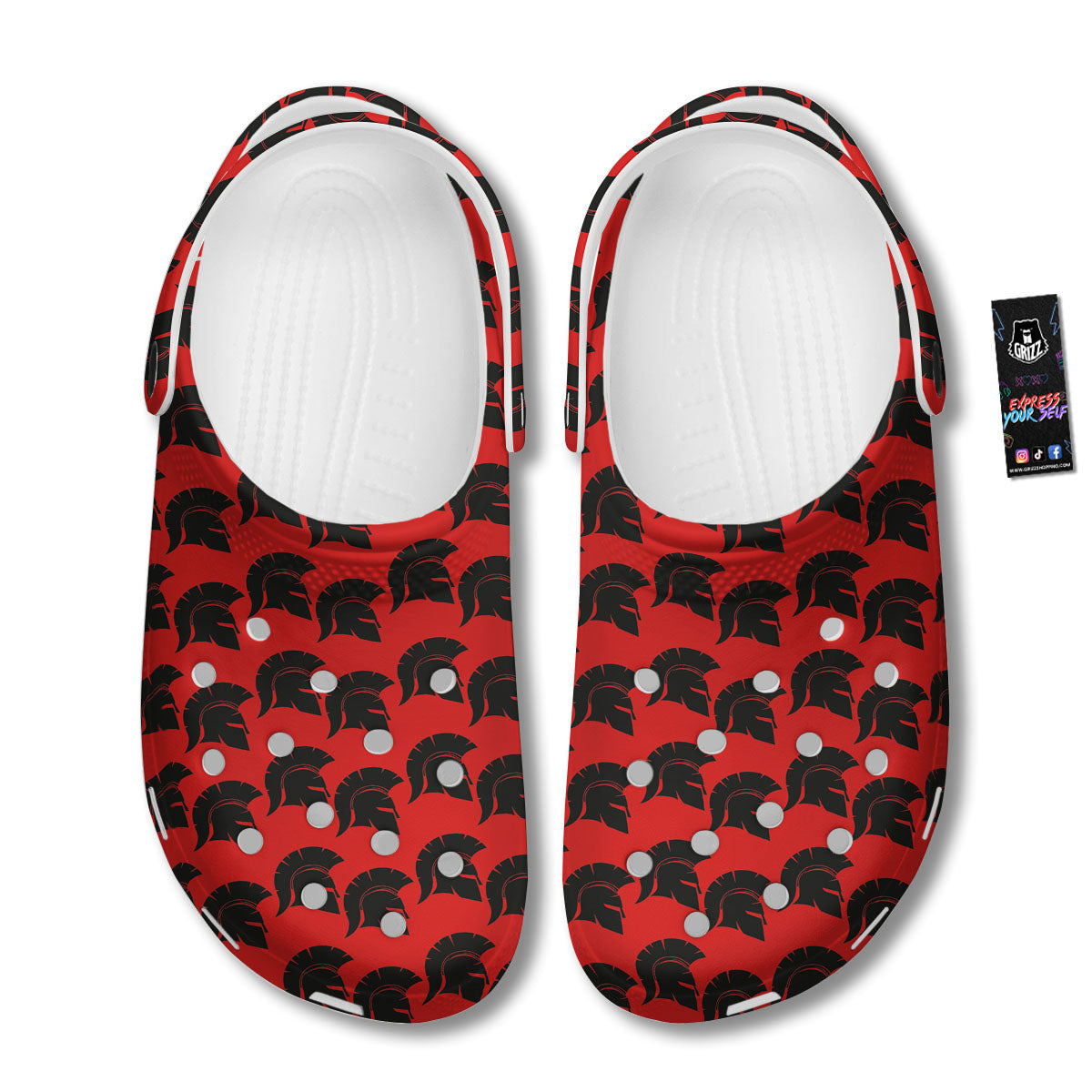 Spartan Red And Black Print Pattern Clog-grizzshop